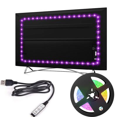 China Cheap Hotel USB 5V Socket Black PCB LED Strip Lights TV Backlight 5050 RGB Strip Changing Light Kit 1M/2M/3M/4M/5M 3Keys Controller for sale