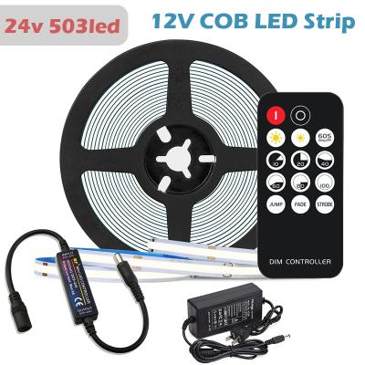 China Other 24V RA90+ COB LED Strip Lights With 14Keys RF Remote Control 16.4ft/5M 3000K 4000K 6000K 12W/M LED Tape Light for sale