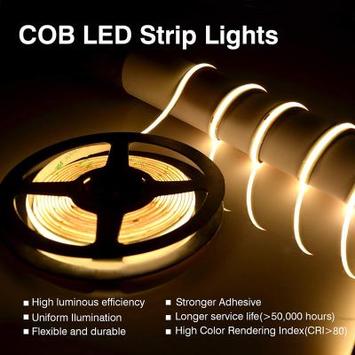 China Other 12V COB LED Strip Lights With Power Supply , RA80+ High Brightness LED Lights 16.4FT/5M Mini 3 Strips Main Controller Led Strip for sale