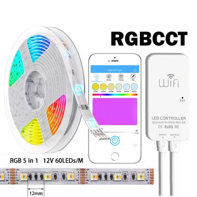 China 65.6ft RGBCCT LED Strip Light WIFI 5in1 RGB+White+Warm White Ignition Cuttable Work with Alexa Google Assistant 6 Pin Flexible Tape for sale