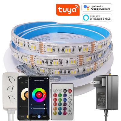 China RGBCCT LED Strip Lights TUYA Cuttable RGB+Cool White+Warm Smart White Light Strip Lights Flexible Strip Work with Alexa Google Assistant for sale