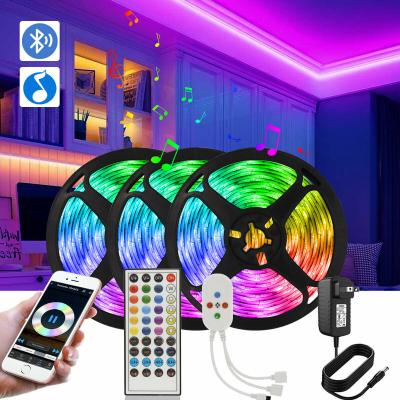 China Waterproof Smart 65.6ft LED Strip RGB 5050SMD Music Remote BLE Music Room Light Fairy Light Desktop LED Light Set 5keys Manual Button Controller for sale