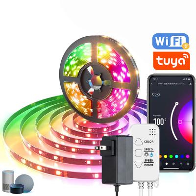 China Wireless Strip 18/30/60 Leds/m 5050SMD RGB 5M/10M/15M/20M Flexible Strip Work from Tuya WiFi Smart LED Desk Light with Alexa/Google Voice Control for sale