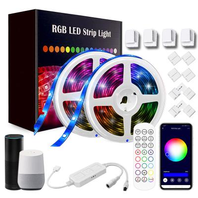 China Waterproof Cutable Amazon Alexa Voice Control 5M 10m 15M 20M 600LEDs WiFi Smart LED Strip RGB IP65 IP20 LED Lamp Waterproof Smart Strip 12V RGB for sale