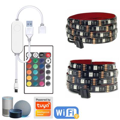 China IP65 IP20 30leds/M 10mm Width Remote Control Black 5V Width Remote Control App +24key App +24key Backlight RGB LED Strip Lighting RGB Wifi Strip Wifi USB LED Body for sale