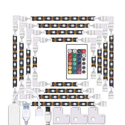 China Wifi Enabled WIFI TV LED Strip Lights With 90 Degree Connector TUYA 5V RGB Lighting Strip 5050 IP20 Flexible With Adhesive Tape USB Light for sale