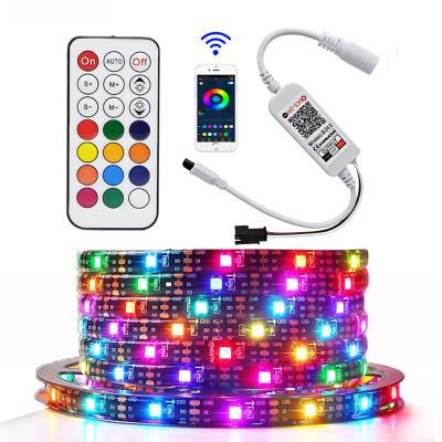 China Other 5M/10M RGBIC Rainbow LED Lights Strip for Bedroom WS2811/5050 RGBIC 12v LED Strip Lights with APP and Remote Control Strip for sale