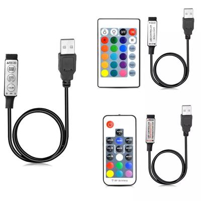 China Mini 5V USB RGB Lights Led Strip Controller With Remote Control 5Volt USB LED Strip Remote Controller 3 17 24 Main Radios for sale