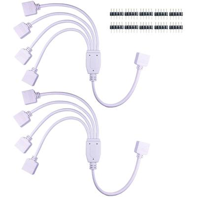 China LED Strip Light Connectors LED Strip Splitter Connector 5 Terminals Y Splitter Cables 1 To 2/3/4 For 5050 3528 RGBW LED Strip Light With 6 Male 5 Pin Sockets for sale