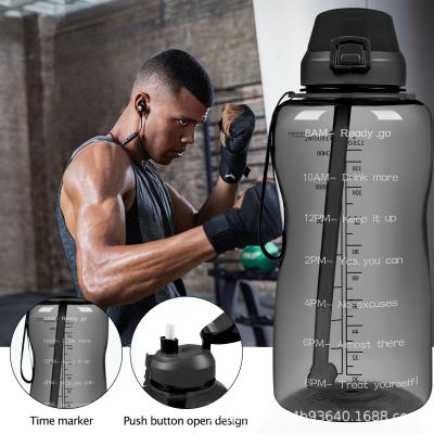 China Sustainable Man One Gallon Motivational Large Volume Water Bottle Sports 128OZ Plastic Water Bottle With Straw for sale