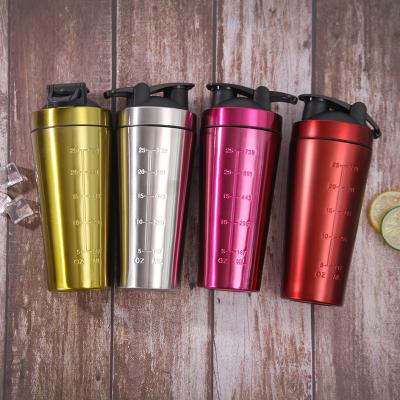 China Wholesale 32oz OEM Logo Protein Shaker Stainless Steel Viable Bottle With Mixer Ball Customized Gift Bottle for sale