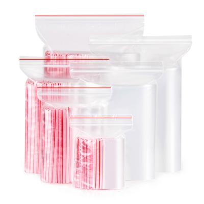 China LDPE Clear Plastic Seal Resealable Food Packaging Safety Clear Plastic Ziplock Clear Handle Zip Lock Bag for sale