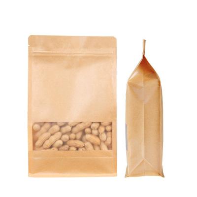 China Reusable 3 Side Seal Bonded Flat Lined Resealable Heat Seal With Window Kraft Backing Up Pouch for sale