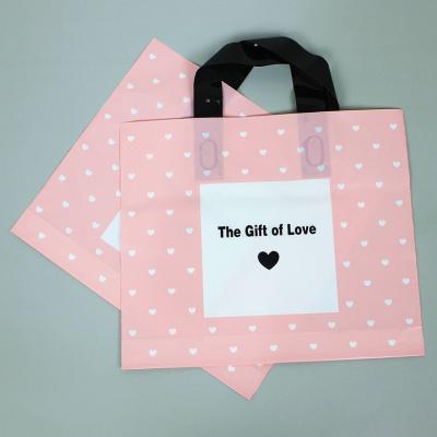 China Recyclable Custom Garment Packaging With Logo Shopping Printing Handle Plastic Shopping Bags Strong Plastic for sale