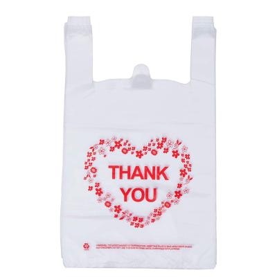 China 100% Custom Logo D2w Biodegradable Compostable Shopping Carry T-shirt Bag T-shirt Plastic Bags for sale