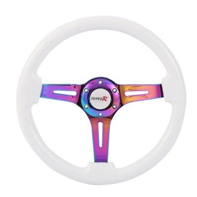 China Hot Selling Amazon Sports Vintage 350mm Classic Wooden Steering Wheel Car Modified Drift Steering Wheel for sale