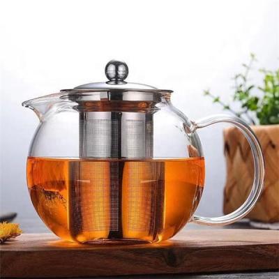 China Borosilicate Glass Teapot Infuser Stovetop Sustainable Heat Resistant Safe Teapot With Liner Filter Desktop Boil Teaware for sale