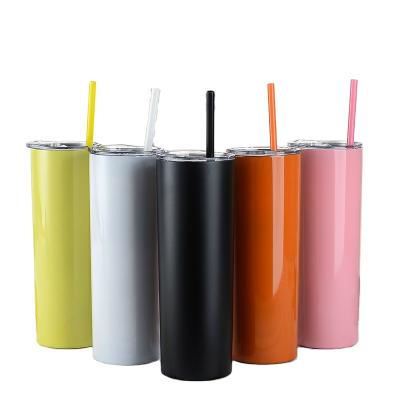 China Sustainable Business 20Oz Straight Cup Unique Mugs Double Wall Water Bottle Vacuum Stainless Steel Bottle With Straw for sale