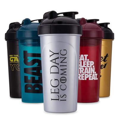 China Viable Wholesale Gym Logo BPA Free Plastic Spice Sports Custom Protein Shaker Bottle for sale