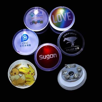 China Custom concert LOGO promotion gifts led flashing pin name party school memory activities badge for sale