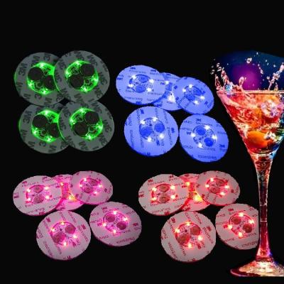 China Custom Bar Logo Printing Led Light Coaster Supplier Bottle Cup Drinks Wine Caosters Flashing Stickers for sale