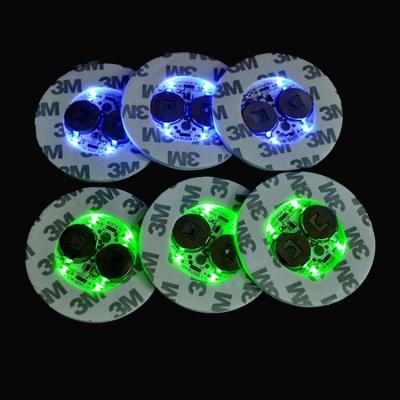 China Custom Colorful Printed Bar Party Club Logo Led Wine Beverage Bottle Flashing Light Up Coaster Stickers for sale