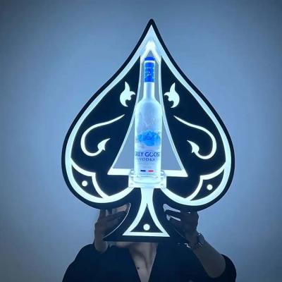 China Bar Nightclub Service Custom Luxury Round Heart Shape LOGO Wireless APP Led Flash Letter Bottle Presenter for sale