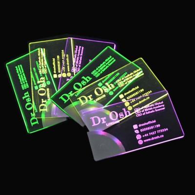 China Cheap Price Acrylic +ABS Customized Printing Luxury Transparent Acrylic Light Up LED Business Card Light for sale