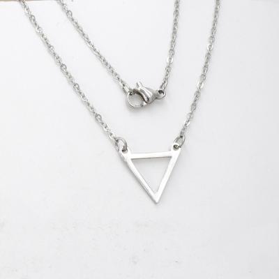 China Europe and America Mirror Polished Cavity Triangles Necklaces Stainless Steel Cable Chain Pendant Necklaces for Women Men Lovers for sale