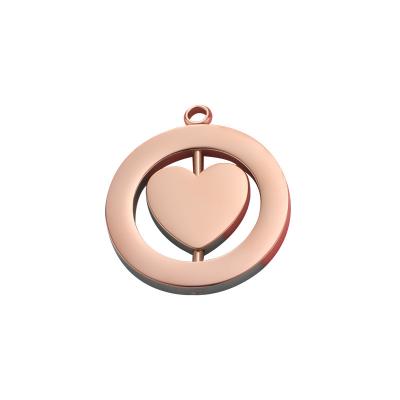 China Romantic Sublimation Rotating Heart Charm Masks Round Heart Pendant Stainless Steel Rotating Hollow Pendants Charms DIY Necklace Gift for sale