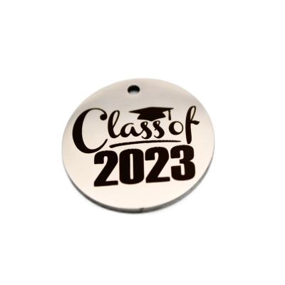 China Other Class Of 2023 Charms Stainless Steel Graduation Gift Customized Graduated Pendant Charms For Jewelry Making Free Engraved for sale