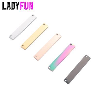 China TRENDY Ladyfun 14K Gold Plated Stainless Steel Charms For Bracelets Bulk Bracelet Bar Connector Customized Pendant Charm For Jewelry for sale