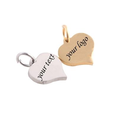 China Other 8x8mm Stainless Steel Charm Mini Heart Gold Steel Color Personalized Laser Engrave Your Logo Polish Mirror Charm for sale