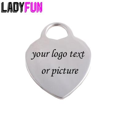 China Other Charm-Customized Heart Stainless Steel Charm 21*27mm Laser Engrave Your Own Logo for sale