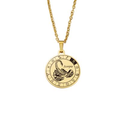 China Other Custom Women Choker 12 Zodiac Signs Pendant Gold Plated Tasty Chains Astrology Stainless Steel Pendant Necklaces for sale