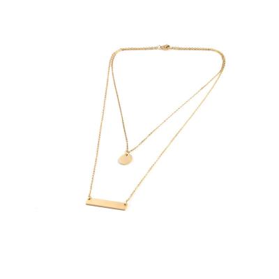 China 2022 Other New Fashion Design Sense Stainless Steel Bone Chain Double Layer Pendant Necklace Women for sale