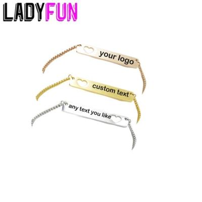 China Other Ladyfun Newest Custom Personalized Stainless Steel Bar Bracelet 10pcs Customized Name Roman Numeral Bracelets Gift For Her for sale