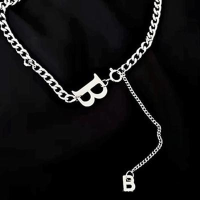 China Europe and America Hip Hop Personalized Letter Charm Necklace Stainless Steel Necklaces Women Custom Jewelry for sale