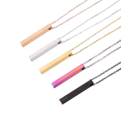 China Ladyfun TRENDY Stainless Steel Band Bar Pendants Necklaces Engraving Personalized Blank Stamp Bar For Diy Logo Name Jewelry Custom Made for sale