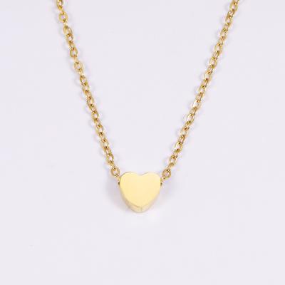 China TRENDY Stainless Steel Gold Plated Personalized Small Heart Choker Necklace Heart Pendant Necklace Jewelry for sale