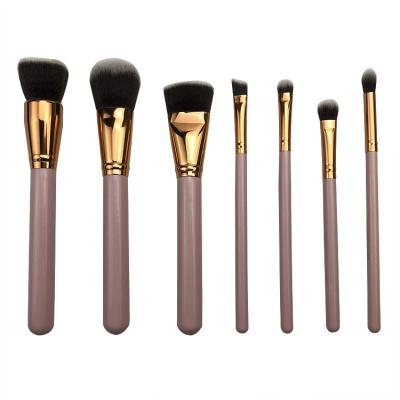 China Angular Blush Merrynice Custom 7pcs pink wood makeup brush set tools for sale