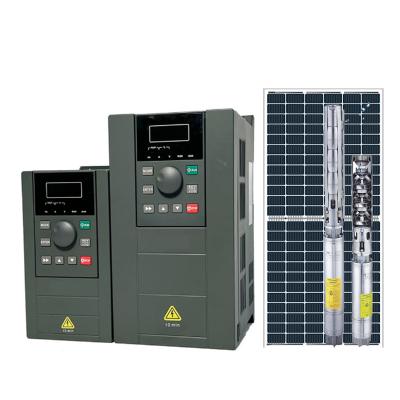 China Irrigation 1HP pump inverter single phase 220v solar water pump inverter hybrid solar DC and grid AC input solar pump inverter for sale