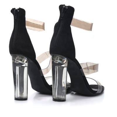 China Anti-odor Block Crystal High Heels PVC Shoes Women Elegant Heels Sandals for sale