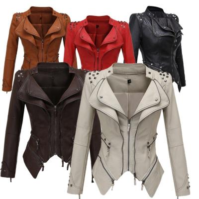 China Genuine Diamond Decoration Punk Leather Jacket Comfortable Outdoor Jacket Waterproof Various Lapel Leather Jackets High Quality QUICK DRY for sale