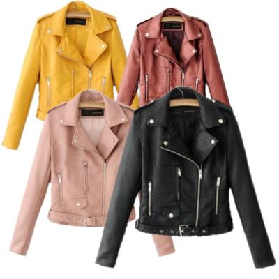 China European Multi Color Button Decoration Lapel Jackets Blazer Style PU Leather Jacket 2XL Plus Size Leather Trim Short Jackets For Women for sale