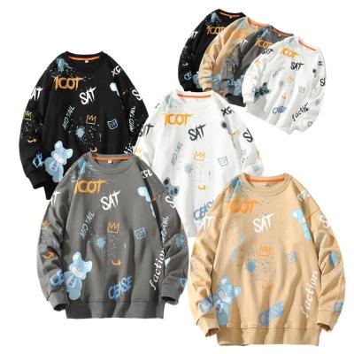 China High Quality Custom Waterproof Print Sweater Ink Bear Sweaters Drop Shoulder Oversized Sweatshirt for sale