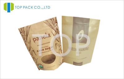 China Nutural Brown Kraft Paper Packaging Bags With Window For Spice for sale