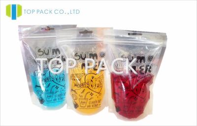 China Transparency Plastic Clear Food Packaging Bags Zipper For Liquid Fruit Juice for sale