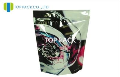 China Stand Up Zipper Pouch Bags Colorful Design Front Printed Back Clear Cosmetics for sale