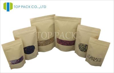 China Window Stand Up Kraft Paper Packaging With Zipper , Small Brown Kraft Paper Bags for sale